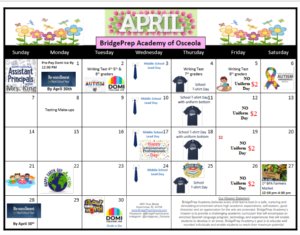 REVISED April Calendar!  